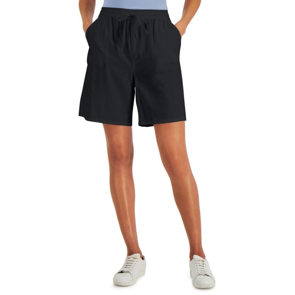 Karen Scott Gemma Cotton Drawstring Bermuda Shorts